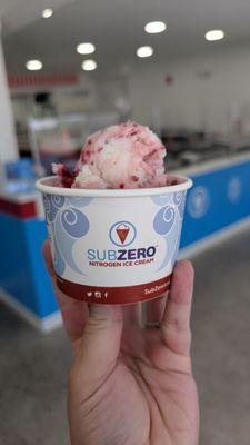 A cup of tart frozen yogurt with fruit and granola