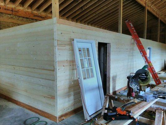 Indoor tack house I framed and sided