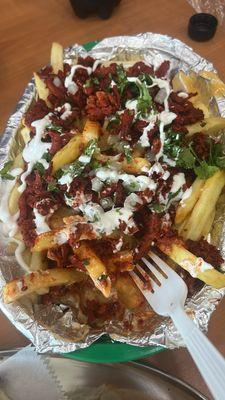 Loaded fries with pastor