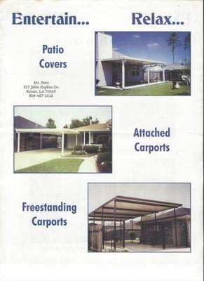 Patio Covers.
Carport Covers.
Screen Rooms.
Sunrooms.