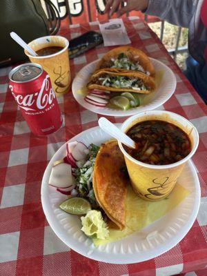 Birria taco special with consome