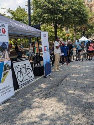 The Atlanta mayor was out here giving a quick speech and some facts about how we're a top 5 in the country for being bike friendly.