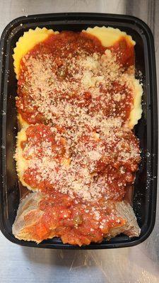 Spinach ravioli are to die for... And that big pice of beef is nice and soft.