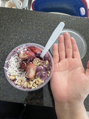 13 for this small bowl with 3 toppings barely there toppings