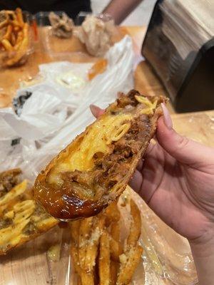 BBQ brisket mac & cheese eggroll