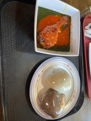 Amala and chicken