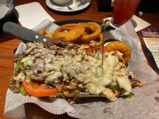 Philly cheesesteak chicken and beef with onions