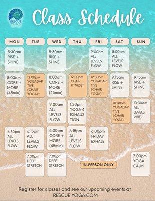 Our Current Class Schedule