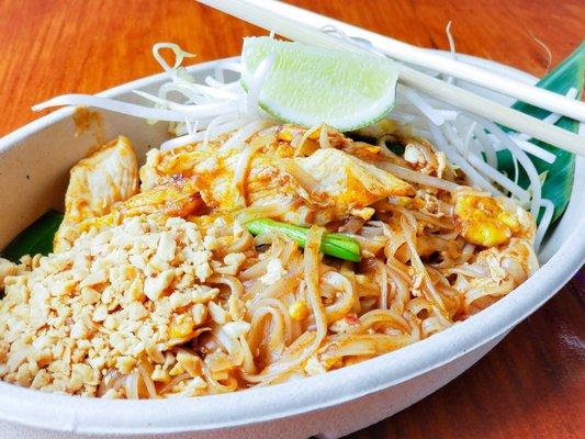 Pad Thai, is a classic Thai dish, stir fried rice noodle with tamarind paste. Ask for chili powder for more spicy :)