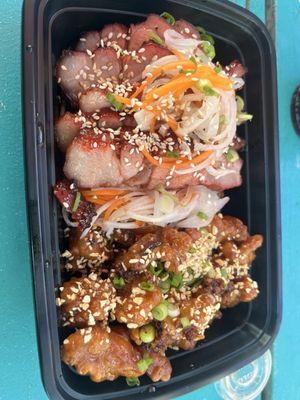 Bbq Chinese pork and spicy garlic chicken