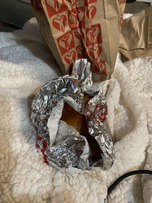 This is how burger was put in bag....