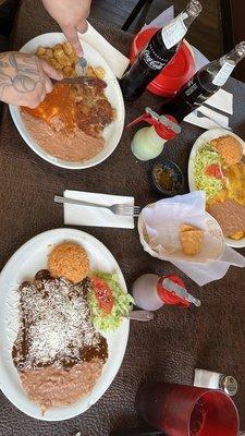 Mole enchiladas Cheese enchiladas Breakfast plate