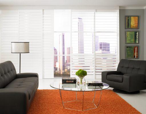Plantation shutters By pass style for large windows