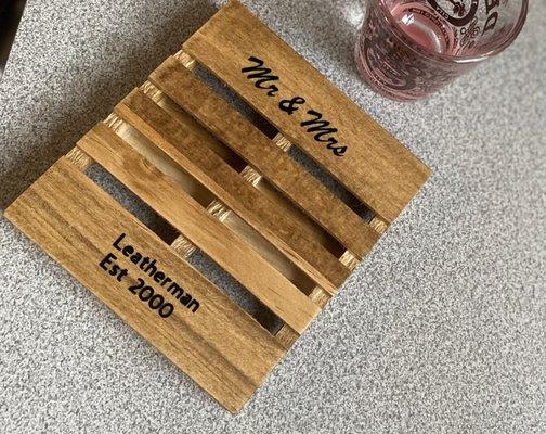 personalized Mini Coaster *sanded and stained