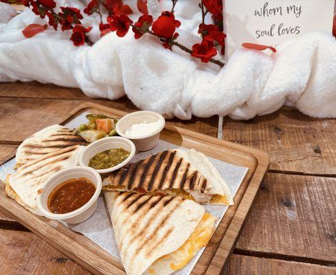 Try a chicken or breakfast quesadilla