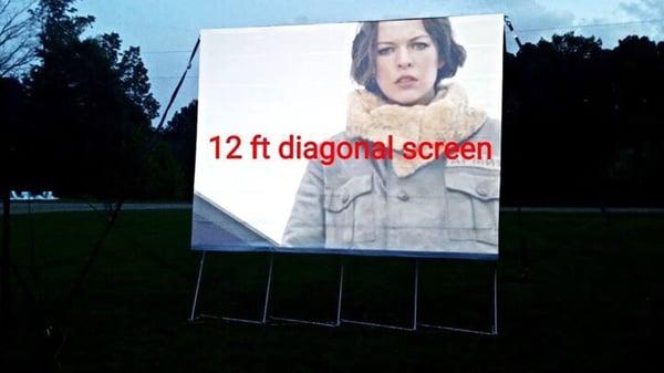 Smaller version of the 20' drive in screen package. Delivered complete. $149.95 per event. Twilight viewing.