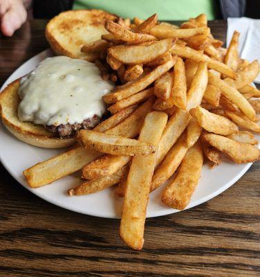 Cheeseburger on delicious bun & French fries, so good