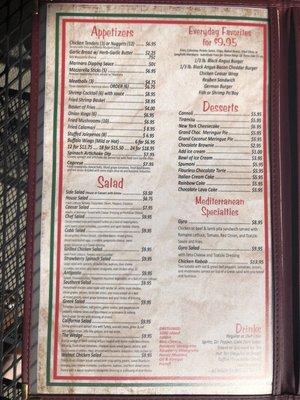 This is our current, updated menu.