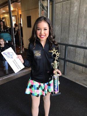 High Gold in her tap solo and with her Triple Threat team, also winner for Jr Miss Photogenic