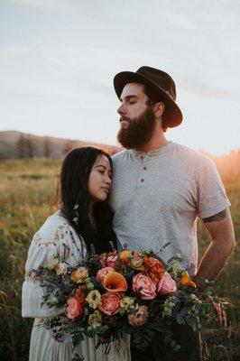 Boho elopement in Tillamook Oregon