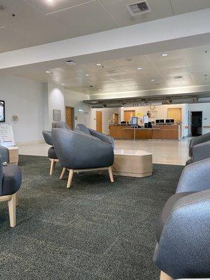 In the eye area on the third floor