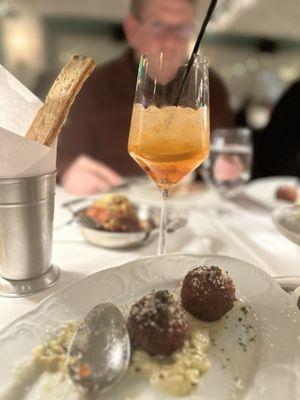 Aperol Spritz and Truffle Arrancinni
