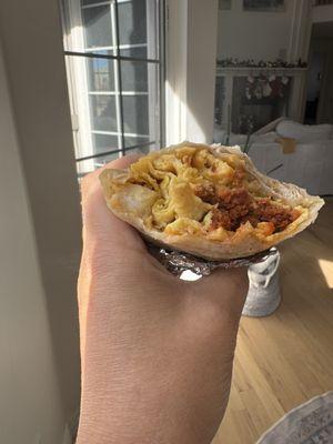 Chorizo breakfast burrito
