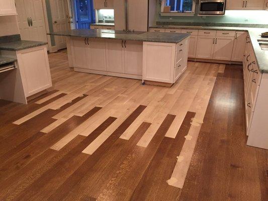 Repairing damaged floor.