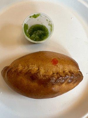 1-22-23 My Saltena ready to go for a swim in Llajwa sauce!