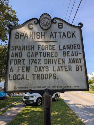 Spanish Attack Historical Marker, Beaufort