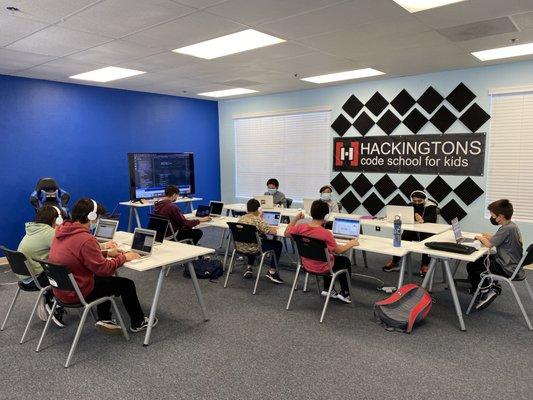 Hackingtons students learn Python, HTML, Scratch, and Unity.