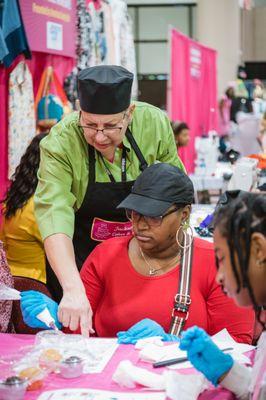 2023 Pastry Chef Evette teaching at the Southern Women Expo