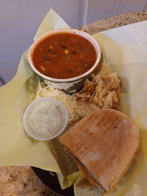 Turkey Club lunch special with a spicy tortilla soup.
