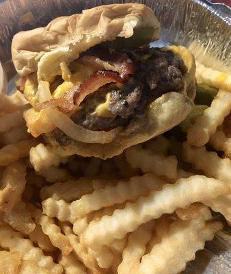 UWS burger and fries.