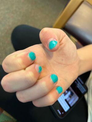 My daughters nails after 65.00, 10 minute's spent on them and three days later