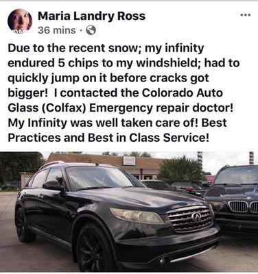Infinity and Colorado Auto Glass Chip Repair