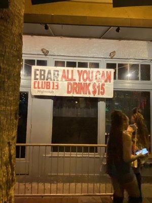 All you can drink shots $15