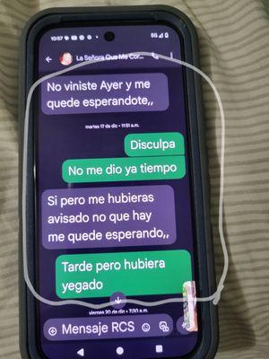 What hair dresser sends her male clients text messages like this if all she is doing is cutting!! He hair cut is awful everytime!!