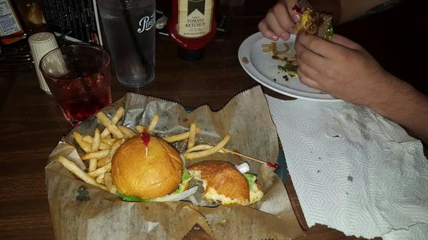 Cheeseburger sliders, French fires and my fiancee had the B.S. & CO. Special House Burger. Delicious!!