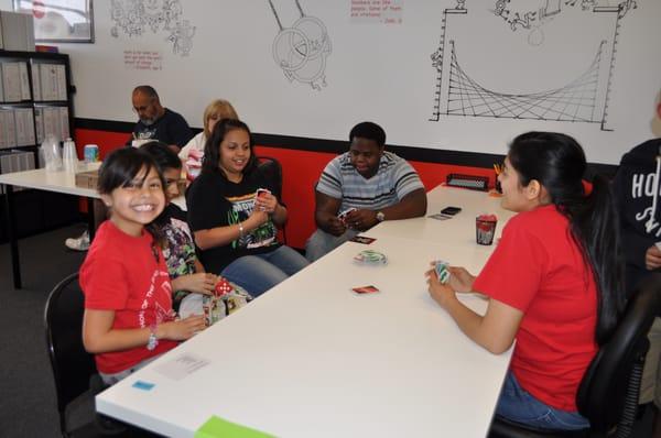 Our summer program students indulging in "Game Hour" every Friday. All students can bring a guest to participate.