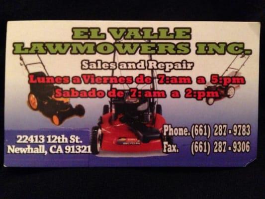 El Valle Lawnmowers Inc