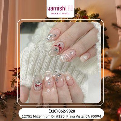 Nails that pair perfectly with eggnog and cozy blankets! Get your rich, deeply colored Christmas dream manicure. Message us!