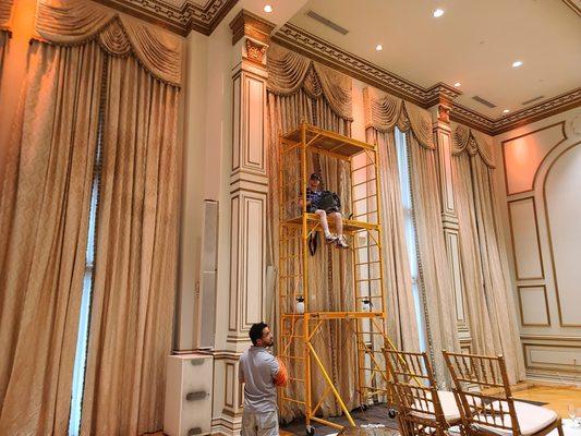 No job to difficult we are 25 feet in the air on this job. Gymnasiums, country clubs and catering halls.