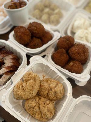 Fried Taro Puff (Banh Khaoi Mon) Shrimp Balls (Chao Tom)