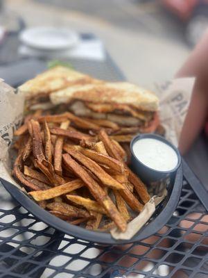 Spicy Chicken Sandwich with fries