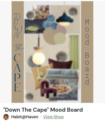 Pre-made, ready to implement curated interior designs in the form of a "Mood Board Brochure" for busy homemakers and business startups