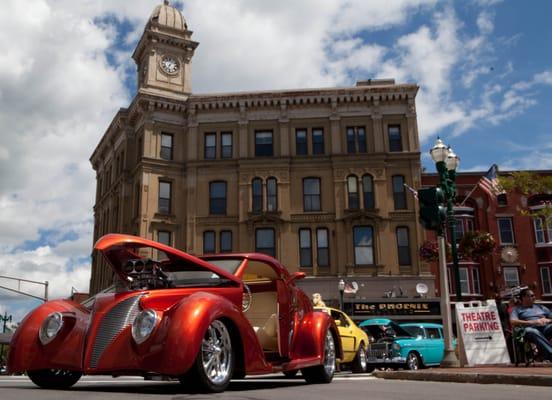 FLACC hosts their annual Founder's Day antique car show with the Phoenix Building in the backdrop.