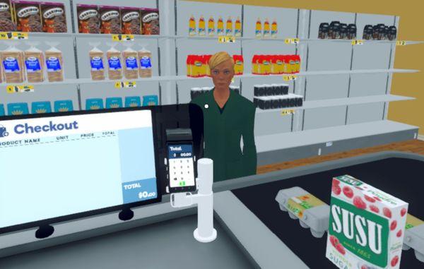 Ellen at the checkout