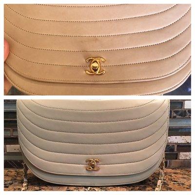 Before is above. My vintage Chanel had some stains and Ruben turned it to perfection. LOOK HOW FLAWLESS IT CAME OUT