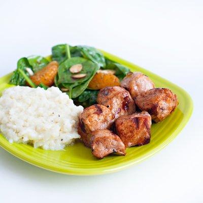 Tender pork with a spice rub sautéed to perfection. If you like cauliflower then you will enjoy this healthy alternative to mashed potatoes